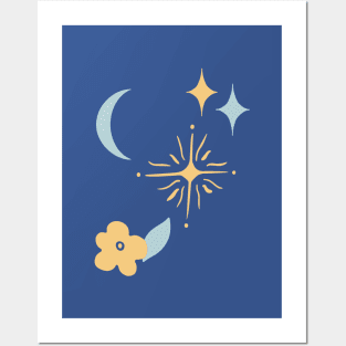 Stars and Moon Minimalist Abstract Posters and Art